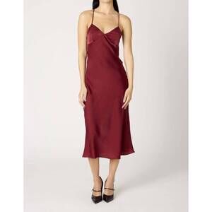 NEW NIA chrishelle midi dress in oxblood
